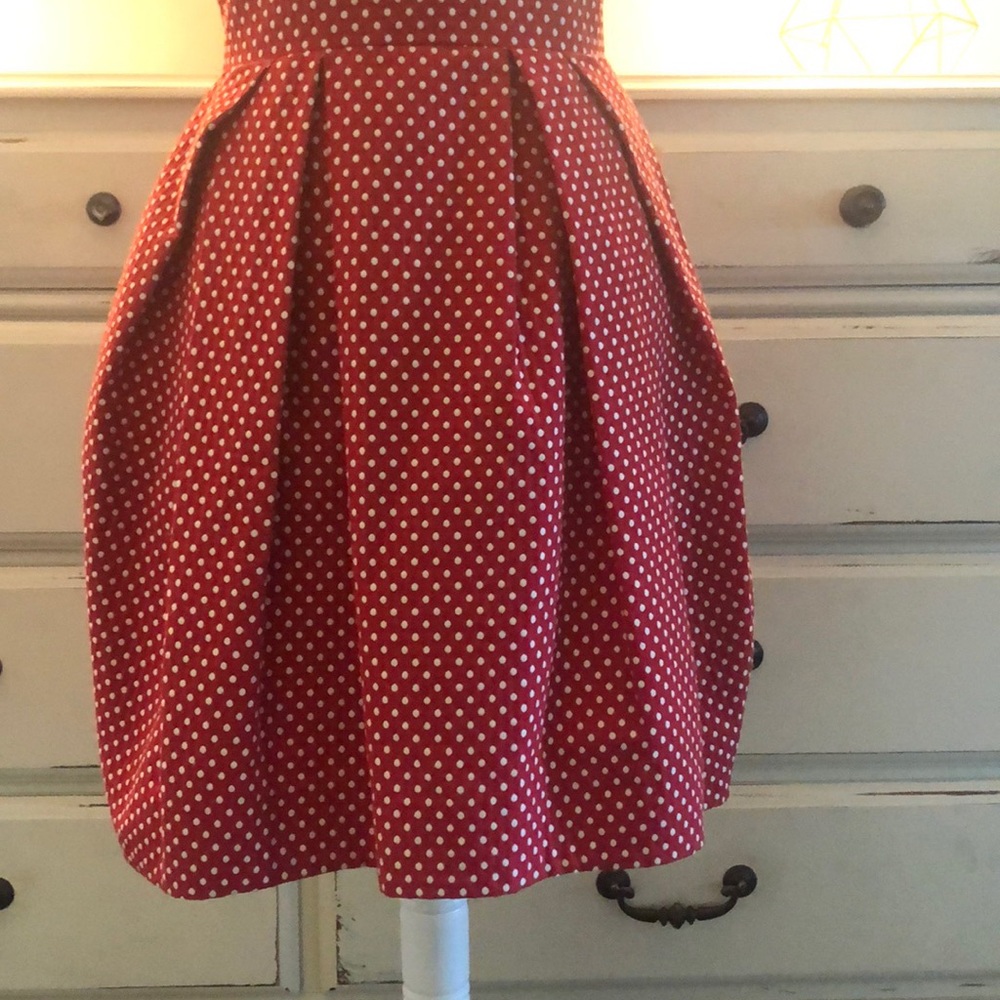 Pink Tartan 50s Flare Polka Dot Dress - Picture 4 of 8